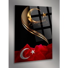 Taulart Atatürk Imzası Ay Yıldız Türk Bayrağı Tablosu Kırılmaz Lüks Cam Tablo İş Yeri Hediyesi Makam Odası