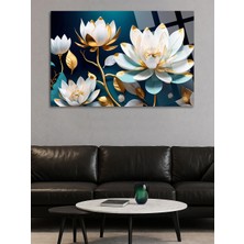 Taulart Nilüfer Lotus Çiçeği Tablosu Kırılmaz Lüks Cam Tablo İş Yeri Hediyesi Makam Odası
