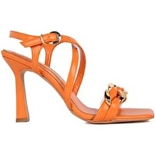 Lescarpe 806 Kadın Topuklu Ayakkabı Yüksek Tabanlı Şık Portakal Rengi Tasarım