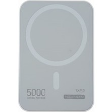 Temiz Pazar Txm5 - 5.000 Mah PD15W Magsafe Kablosuz Wireless Taşınabilir Şarj Cihazı Beyaz Powerbank
