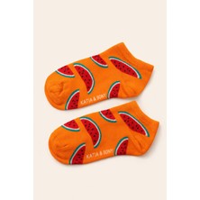 Katia & Bony Kız Çocuk Meyve Desenli Patik Çorap Turuncu