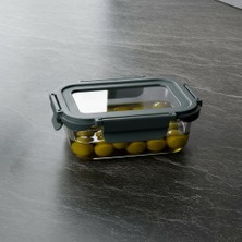 Gfc Life Store ml Kilitli Borosilikat Cam Saklama Kabı - Sızdırmaz Gri Kapaklı ve Şeffaf Pencereli Yemek Kutusu, Fırın ve Mikrodalga Uyumlu Lunch Box
