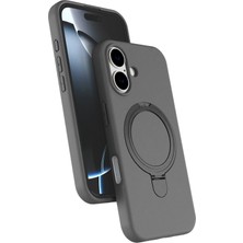 Nezih Case Apple iPhone 16 Uyumlu Içi Kadife Stand Olabilen Halka Yüzüklü Kılıf