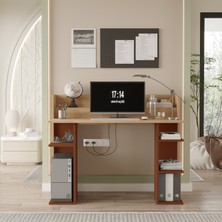 Pantego 124CM Çalışma Masası Bilgisayar Masası Raflı Beyaz Pan1-Sk