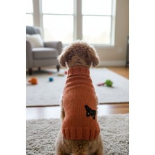 Trendypati Köpekler İçin Boğazlı Örgü Kazak –Kiremit Rengi - Sırt :38 Cm Göğüs 40-50 Cm