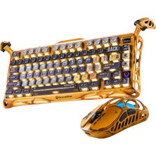 Gravastar Mercury K1PRO+X Kablosuz Rgb Işıklı Mekanik Q Gaming Klavye ve Optik Mouse Seti, Special Edition, Sarı