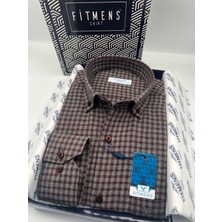 Fitmens Klasik Uzun Kol Kışlık %100 Cotton Kareli Yaka Düğmeli Hediye Kutulu Erkek Gömlek FS-003127 - Bordo
