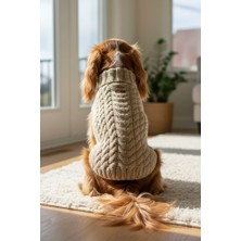 TrendyPati Köpekler Için Boğazlı Örgü Kazak –açık Kahve - Sırt :33 cm Göğüs 40-50 cm