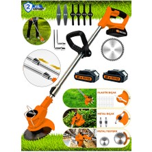 Graizer T-21 V Çift Akülü Çelik Şanzuman Ot Çim Çalı Diken Biçme Tırpanı Teleskopik Uzatmalı Tırpan Makinesi