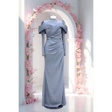 Amine Hüma Dila Abiye Elbise Gri