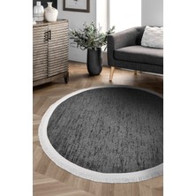 Dekozer Azra Antrasit Yuvarlak Mutfak Halısı | Yıkanabilir, Kaymaz Taban, Yumuşak Dokulu Antre Kilimi