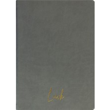 Kum Yayınevi Luck Defter - Thermo Sert Kapak - Çizgisiz 192 Sayfa – 15X21,3CM - Koyu Gri
