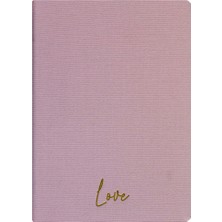 Kum Yayınevi Love Defter - Keten Sert Kapak - Kareli 192 Sayfa – 15X21,3CM - Pembe