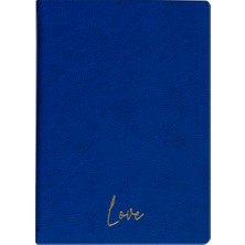 Kum Yayınevi Love Defter - Dokulu Thermo Sert Kapak - Kareli 192 Sayfa – 15X21,3CM - Lacivert