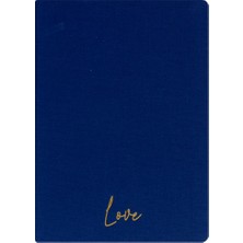 Kum Yayınevi Love Defter - Keten Sert Kapak - Çizgili 192 Sayfa – 15X21,3CM - Koyu Mavi