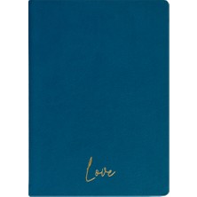 Kum Yayınevi Love Defter - Dokulu Thermo Sert Kapak - Çizgisiz 192 Sayfa – 15X21,3CM - Mavi