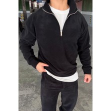 Mass Plus Unisex Slimfit Yarım Fermuarlı Dik Yaka Polar Sweatshirt
