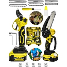 Graizer Alman 2 Li Set 128 Vf 10 Ah Çift Akülü Çelik Şanzuman Şarjlı Dal Ağaç Kesme Bağ Budama Makası