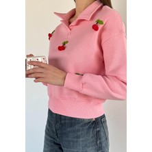 Gülseli Kadın Üç Iplik Şardonlu Kirazlı Sweatshirt P-00019713