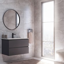 Gtm Banyo Alba Soft Aynalı Çekmeceli Banyo Dolabı Seti Antrasit 100 cm