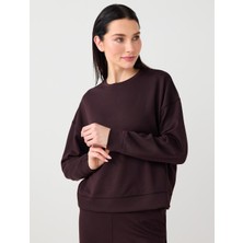 Jimmy Key Acı Kahve Uzun Kollu Bisiklet Yaka Modal Örme Sweatshirt