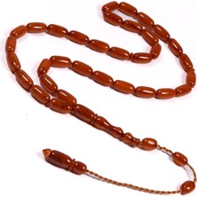 Tesbihkenti İnce Yapılı Koyu Kahverengi Kapsül Sıkma Kehribar Tesbih