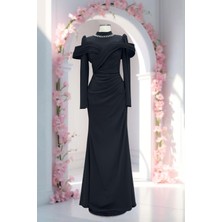 Amine Hüma Dila Abiye Elbise Siyah