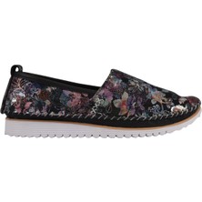 Napa Shoes Çiçek Desenli Rahat Taban Esnek Yapılı Günlük Konforlu Babet Ayakkabı NAPA-108F