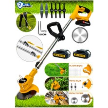 Graizer S-21 V Çift Akülü Çelik Şanzuman Ot Çim Çalı Diken Biçme Tırpanı Teleskopik Uzatmalı Tırpan Makinesi