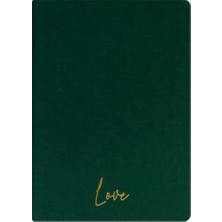 Kum Yayınevi Love Defter - Keten Sert Kapak - Kareli 192 Sayfa – 15X21,3CM - Yeşil