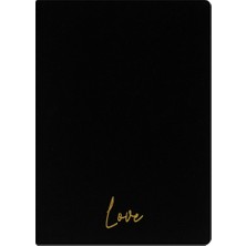Kum Yayınevi Love Defter - Keten Sert Kapak - Çizgili 192 Sayfa – 15X21,3CM - Siyah