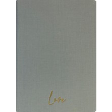 Kum Yayınevi Love Defter - Keten Sert Kapak - Çizgili 192 Sayfa – 15X21,3CM - Gri