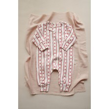 Oh la la Koala For Little Ones Kalp Baby Fluff Serisi Ekru Fermuarlı Tulum %100 Pamuk Nefes Alabilen