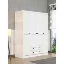 Viena Modern Tasarımlı Membran Kapaklı 4 Kapılı Gardırop (50 cm Derinlik)