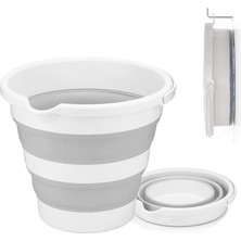 Gfc Life Store 12.8 Litre Katlanabilir Kova - Akordiyon Tasarımlı Katlanır Temizlik ve Araç Yıkama Kovası, Gri Renk, Bebek Yıkama ve Ev Içi Kullanıma Uygun Portatif Kova