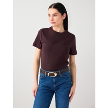 Jimmy Key Kahverengi %100 Pamuk Kısa Kollu Basic Örme Tişört