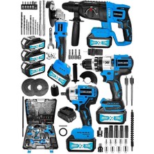 Graizer Alman 999 Vf 20 Ah 4 Lü Set Akülü Şarjlı Kırıcı Delici Taşlama Vidalama Somun Sökme Set