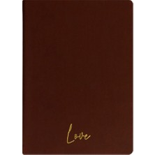 Kum Yayınevi Love Defter - Keten Sert Kapak - Çizgili 192 Sayfa – 15X21,3CM - Kahve