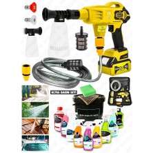 Graizer Alman 3800 Vf 100 Bar Kömürsüz Şarjlı Oto Yıkama Makinesi Çift Akü Bahçe Yıkama + 12 Pcs Bakım Seti