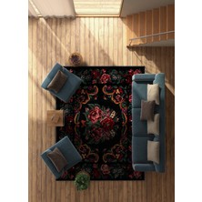 Rose'n Home Arte DS065 Çiçek Desenli Dekoratif Şönil Salon Oturma Odası Mutfak Halısı