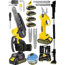 Graizer Alman 598 Vf 20 Ah 2 Li Set 2 Akülü Şarjlı Ağaç Dal Kesme Budama Makası Testere Teleskopik Hediyeli