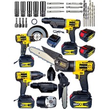 Graizer Alman 128 Vf 4 Başlıklı Set Akülü Vidalama Dal Budama Somun Sıkma Taşlama Kırıcı Delici Combo Set