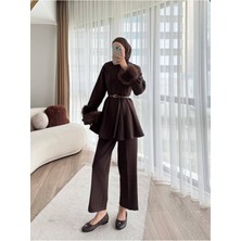 Molly Nelly Kadın Kolu Tüylü Skuba Pantolon Bluz Takım