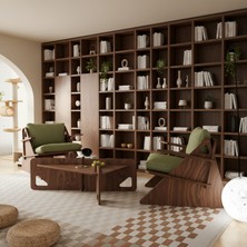 Praktura Craft Koltuk Takımı 2 Adet Tekli Koltuk + 1 Adet Orta Sehpa, Doğal Ahşap