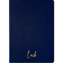 Kum Yayınevi Luck Defter - Dokulu Thermo Sert Kapak - Kareli 192 Sayfa – 15X21,3CM - Koyu Mavi