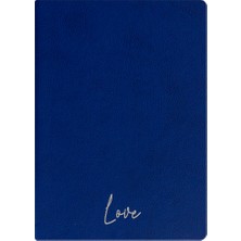 Kum Yayınevi Love Defter - Dokulu Thermo Sert Kapak - Çizgili 192 Sayfa – 15X21,3CM - Koyu Mavi