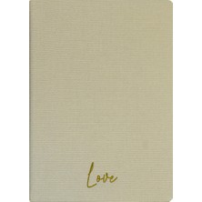 Kum Yayınevi Love Defter - Keten Sert Kapak - Çizgili 192 Sayfa – 15X21,3CM - Bej