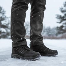 Bukond Outdoor Trekking Suya Dayanıklı Bağcıklı Kaymaz Kauçuk Taban Kışlık Ayakkabı