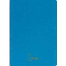 Kum Yayınevi Love Defter - Keten Sert Kapak - Kareli 192 Sayfa – 15X21,3CM - Turkuaz
