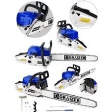 Graizer Alman ST-9100 Benzinli Ağaç Odun Dal Kesme Makinesi Motorlu Testere Zincirli Ağaç Kesme Mavi